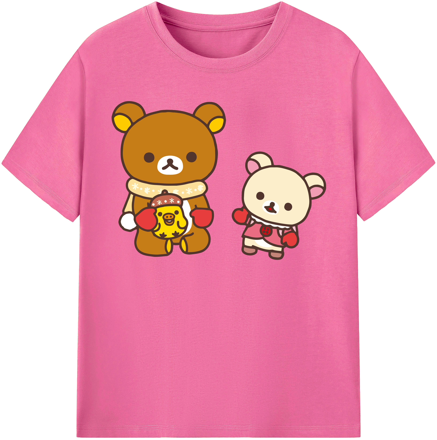 （画像用） リラックマ リラックマ キイロイトリ Rilakkuma Korilakkuma Kiiroitori レディースカジュアルプリントTシャツ（綿100％）